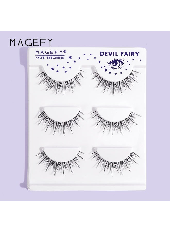 MAGEFY Natural 3D False Eyelashes, 13mm Volumizing False Eyelash Set, Fine Fluffy and Curled Eyelash Set (3 pairs) - Image 3