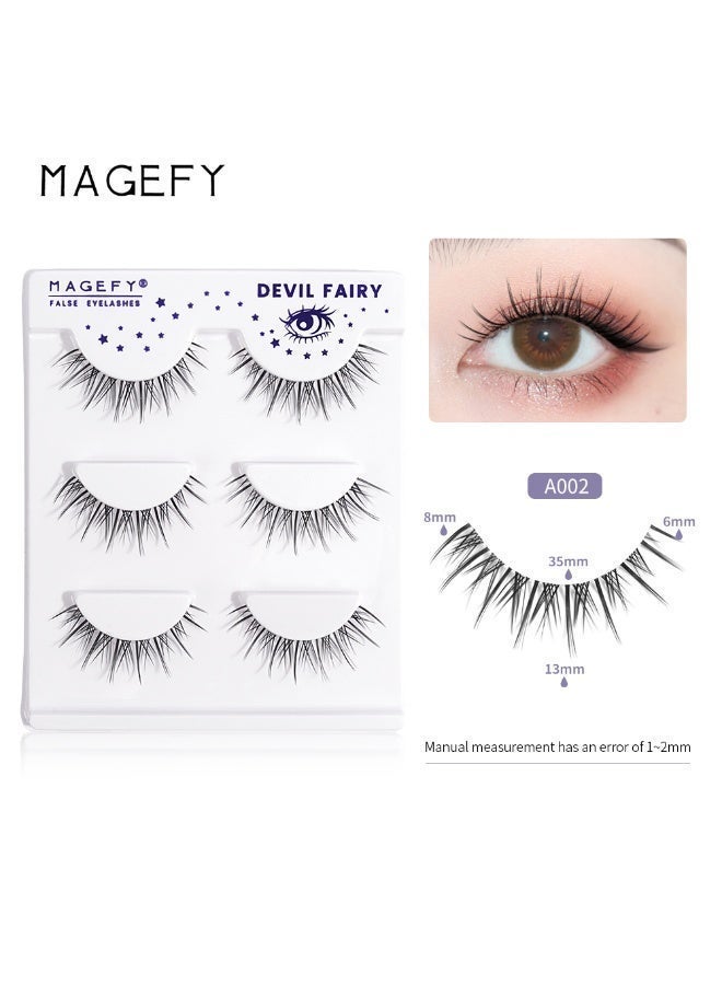 MAGEFY Natural 3D False Eyelashes, 13mm Volumizing False Eyelash Set, Fine Fluffy and Curled Eyelash Set (3 pairs) - Image 1