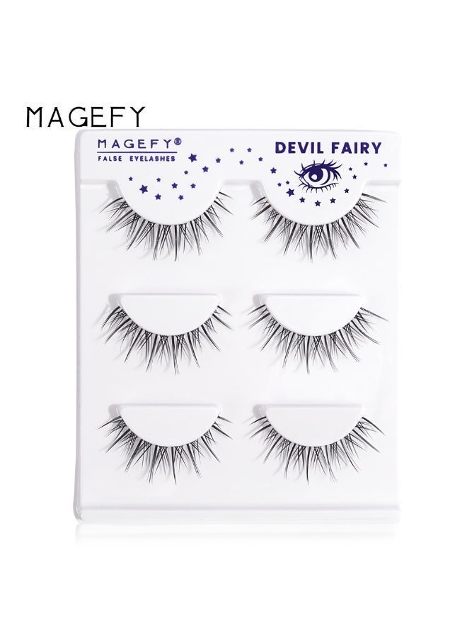 MAGEFY Natural 3D False Eyelashes, 13mm Volumizing False Eyelash Set, Fine Fluffy and Curled Eyelash Set (3 pairs) - Image 2