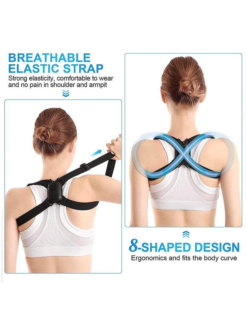 Vibration Alert Posture Corrector for All Ages Adjustable Design for Improved Spinal Alignment Black Color - Image 2