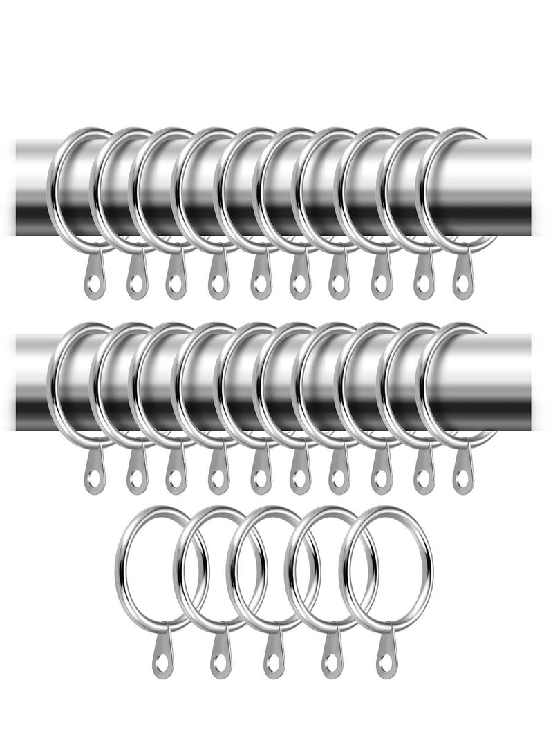 Captaintech 24 Pack Metal Shower Curtain Rings,Rust Proof Shower Curtain Hooks for Bathroom,Circular Decorative Shower Curtain Rings and Hooks for Shower Rod(Silver) - Image 1