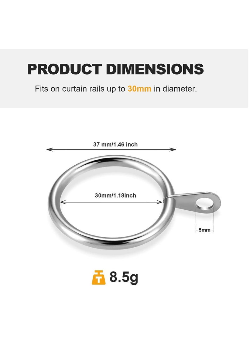 Captaintech 24 Pack Metal Shower Curtain Rings,Rust Proof Shower Curtain Hooks for Bathroom,Circular Decorative Shower Curtain Rings and Hooks for Shower Rod(Silver) - Image 2