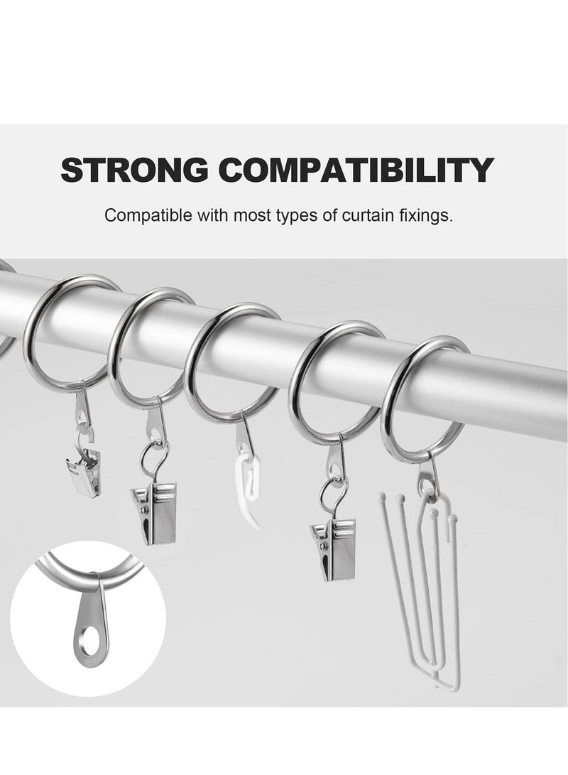 Captaintech 24 Pack Metal Shower Curtain Rings,Rust Proof Shower Curtain Hooks for Bathroom,Circular Decorative Shower Curtain Rings and Hooks for Shower Rod(Silver) - Image 5