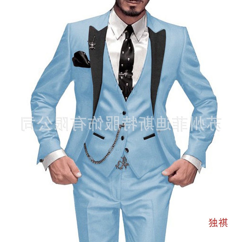 New Men'S Three-Piece Suit Suit Black Lapel Color Matching Suit Banquet Party Suit Groom And Best Man Suit - Image 4