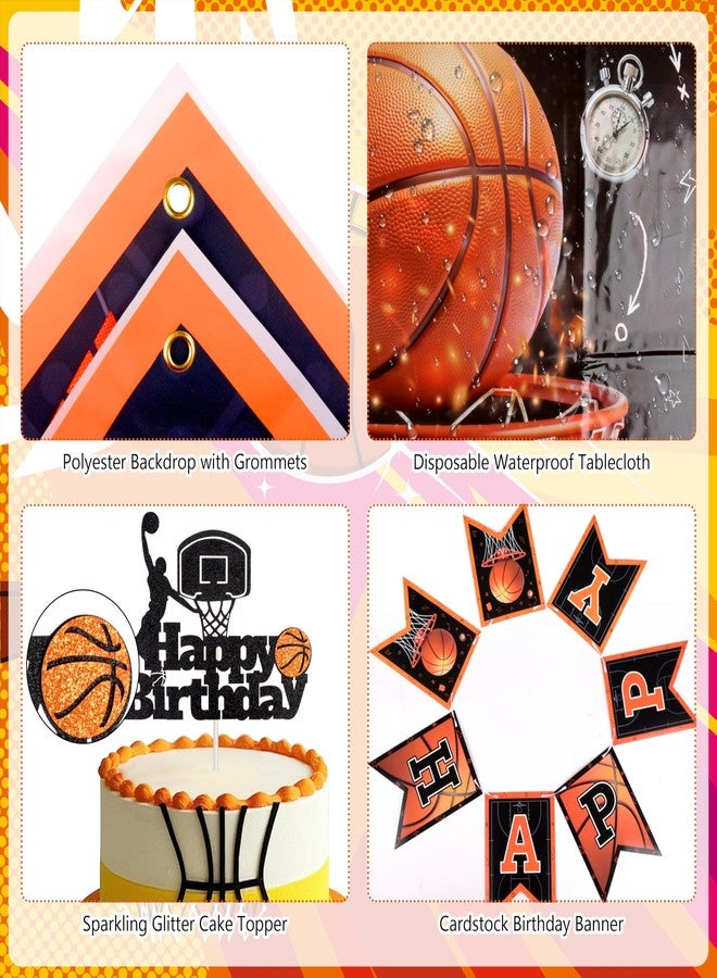 BORAMDO Basketball Birthday Party Decorations, Basketball Themed Party Decorations Supplies Include Balloon Arch Kit Banner Cake Topper Backdrop for Boys Sports Birthday Decor - Image 4