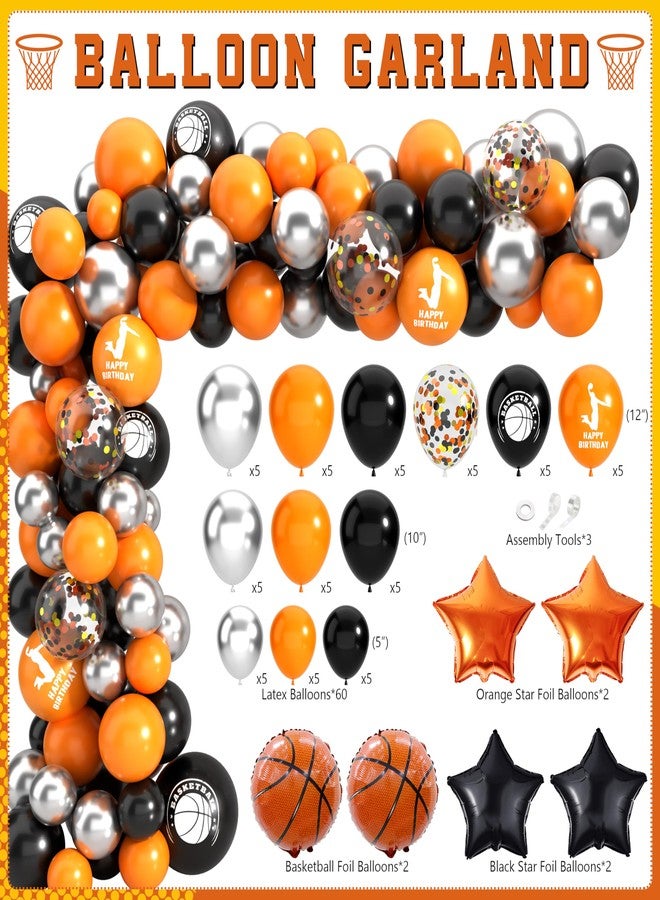 BORAMDO Basketball Birthday Party Decorations, Basketball Themed Party Decorations Supplies Include Balloon Arch Kit Banner Cake Topper Backdrop for Boys Sports Birthday Decor - Image 3