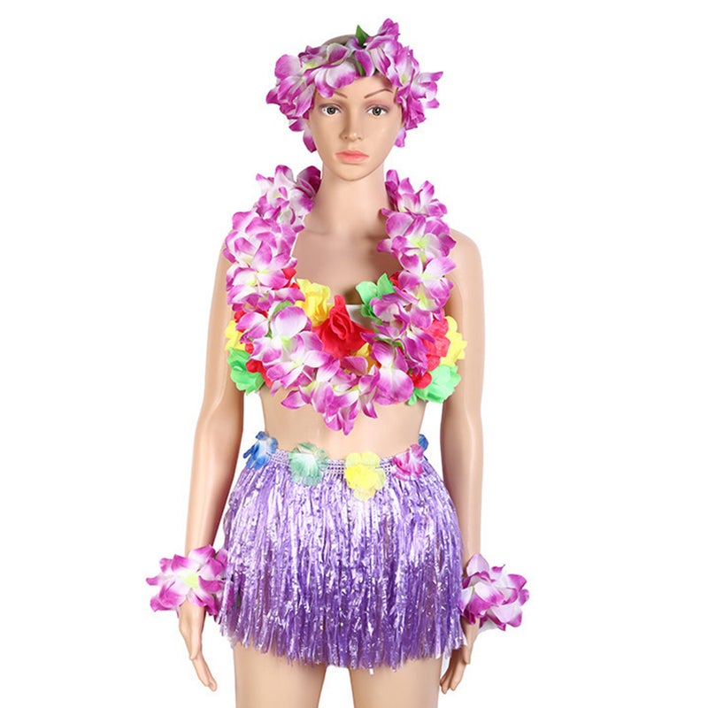 Hot Selling 30cm Single and Double Layer Hawaiian Grass Skirt Set Children Adult Performance Seaweed Dance Grass Skirt - Image 5