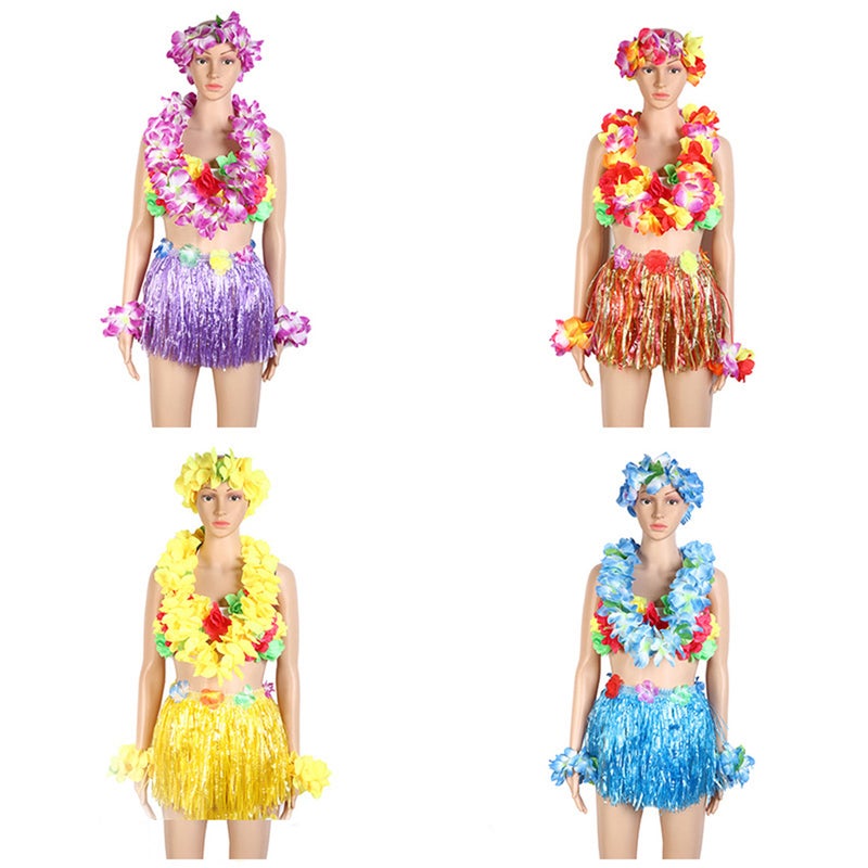 Hot Selling 30cm Single and Double Layer Hawaiian Grass Skirt Set Children Adult Performance Seaweed Dance Grass Skirt - Image 2