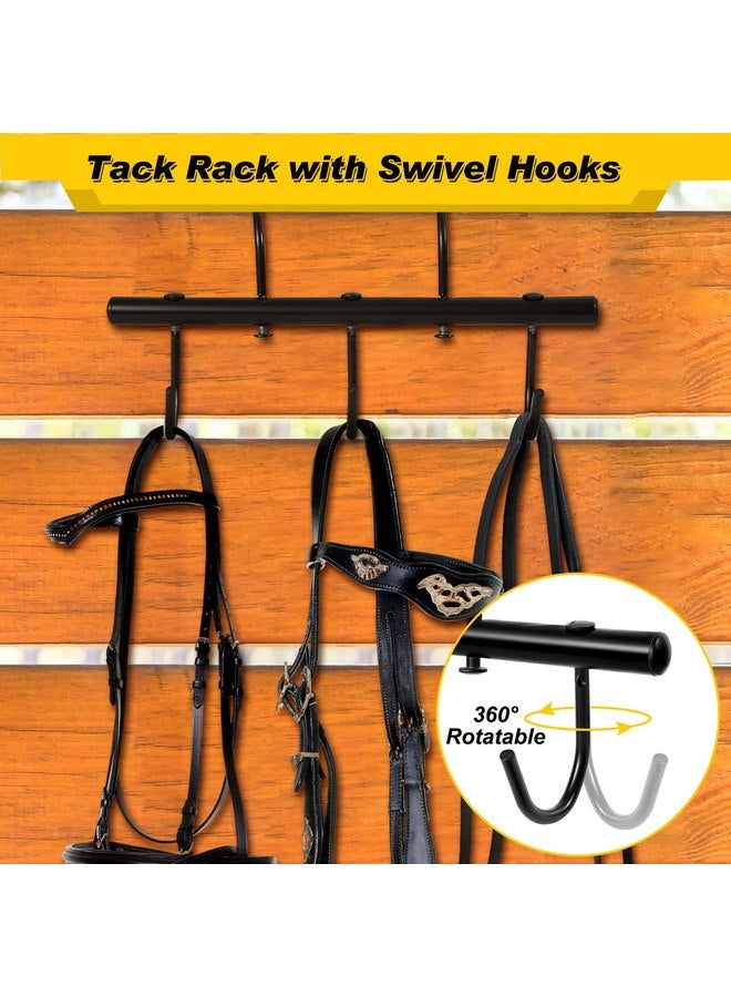 Dunzy 2 Pcs Black Tack Rack with Swivel Hooks, Hanging Bridle Hooks Portable Tack Hangers for Horses, Horse Tack Room Organizer Horse Tack Holder for Stall Room Trailer Accessories (5 Hooks Style) - Image 3