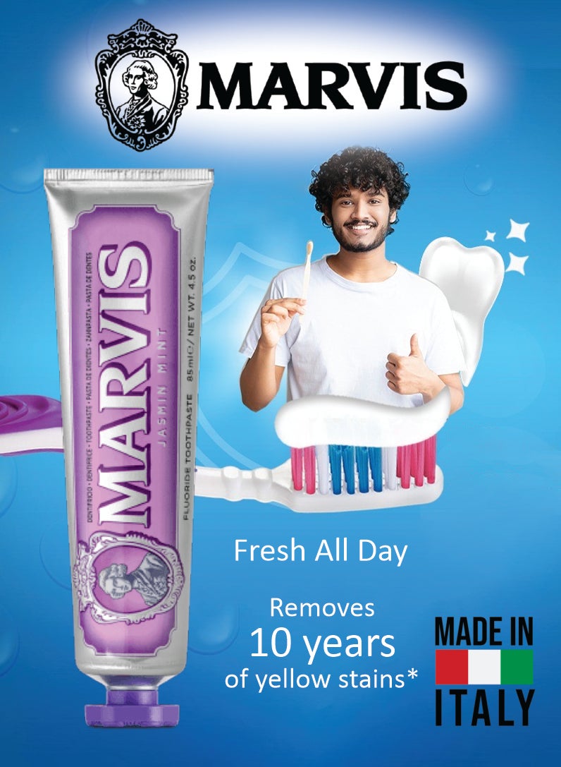 Marvis معجون أسنان الياسمين والنعناع، نفس منعش قوي، حماية من البلاك والتجاويف 85 مل - Image 2