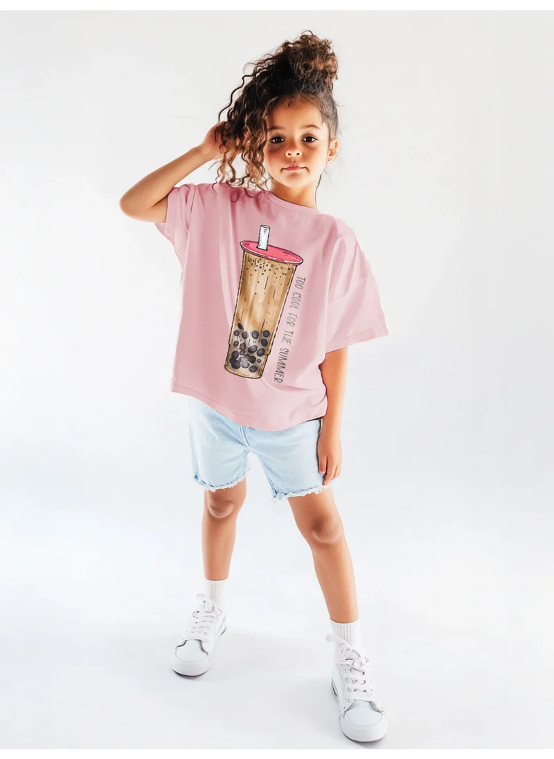 نوتيناتي Nautinati Girls’ Sticker Print Cotton T-shirt | Oversized T-shirt for 2-10 Years