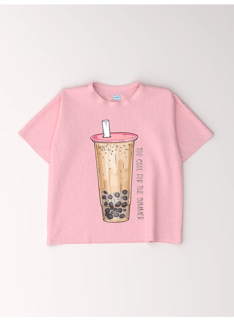 نوتيناتي Nautinati Girls’ Sticker Print Cotton T-shirt | Oversized T-shirt for 2-10 Years