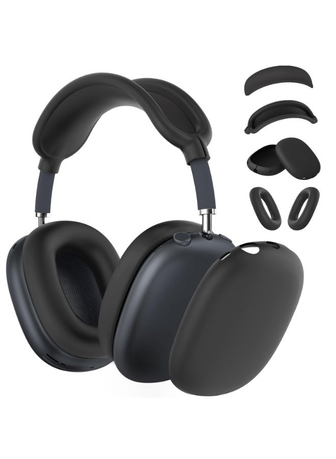 KISSUN Silicone Case Cover for AirPods Max Headphones,Ear Pad Case Cover/Ear Cups Cover/Headband Cover for AirPods Max (USB-C/Lightning)(2024/2020),Accessories Silicone Protector for Apple AirPods Max, Black - Image 1