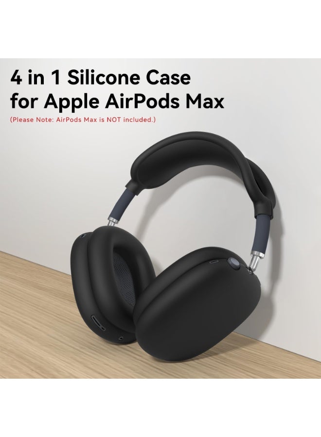 KISSUN Silicone Case Cover for AirPods Max Headphones,Ear Pad Case Cover/Ear Cups Cover/Headband Cover for AirPods Max (USB-C/Lightning)(2024/2020),Accessories Silicone Protector for Apple AirPods Max, Black - Image 2