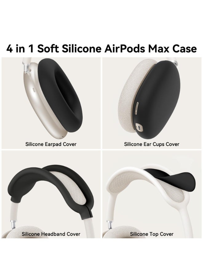 KISSUN Silicone Case Cover for AirPods Max Headphones,Ear Pad Case Cover/Ear Cups Cover/Headband Cover for AirPods Max (USB-C/Lightning)(2024/2020),Accessories Silicone Protector for Apple AirPods Max, Black - Image 3