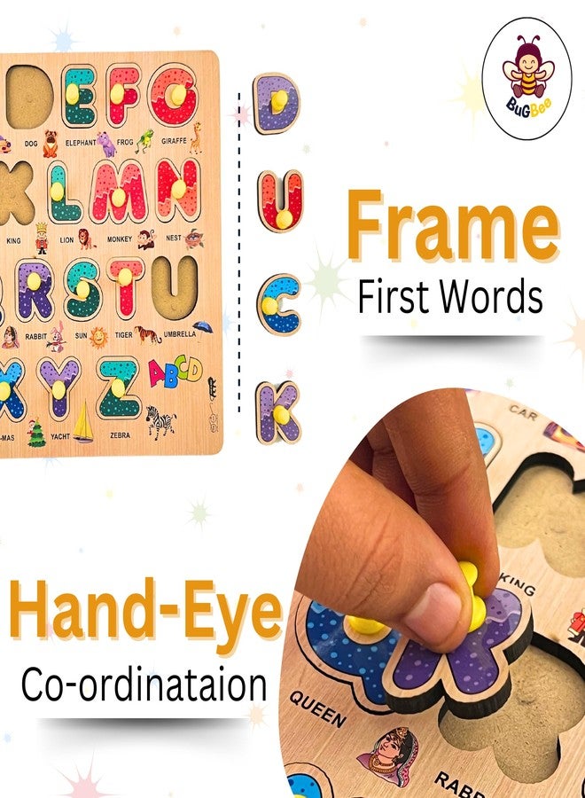 Bugbee Wooden Tamil & English Alphabet Puzzle Board Set | Educational Toys for 2-6 Year Old | Montessori Learning Toys with Knobs | Wooden Puzzles for Kids Age 2-5 | STEM Gift for Toddlers - Image 4