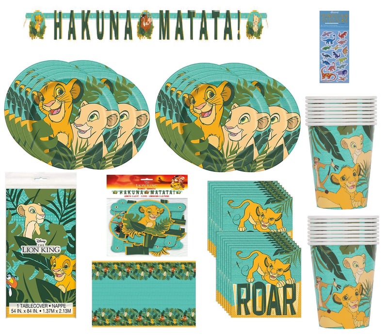 Unique Lion King Birthday Party Baby Shower Supplies Bundle Pack includes 16 Lunch Dinner Plates 16 Napkins 16 Cups 1 Table Cover 1 Banner - Image 2