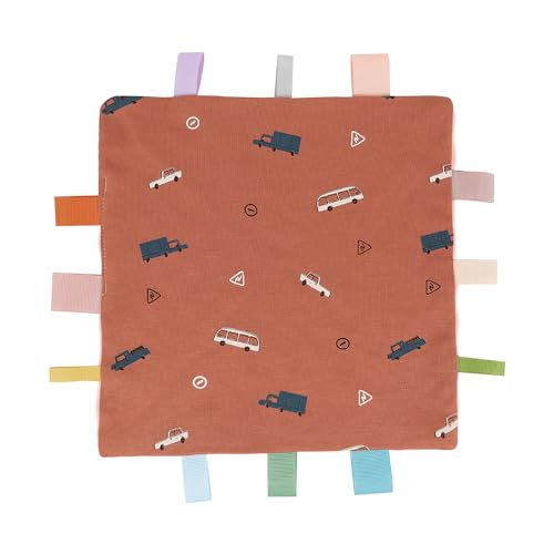 AmazingM Baby Tags Security Blanket Sensory Soothing Blanket with TagsDotted Backing Taggies Blanket for 312 Months Boys and Girls Car - Image 1