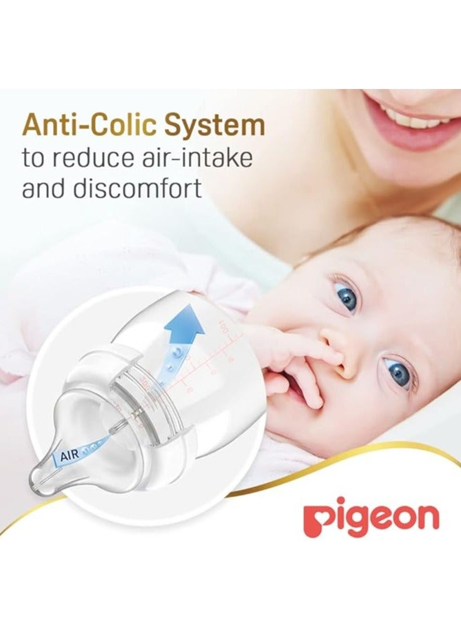 pigeon Pigeon SofTouch Peristaltic Plus Wide Neck Glass Nursing Bottle – 100% Silicone Nipple, BPA & BPS Free, 240ml - Image 3