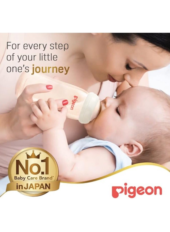 pigeon Pigeon SofTouch Peristaltic Plus Wide Neck Glass Nursing Bottle – 100% Silicone Nipple, BPA & BPS Free, 240ml - Image 5
