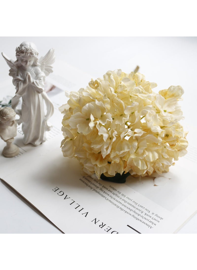 Generic 1 x 5 pcs Luxury Scorch-Edge Coral Hydrangea Faux Floral Home Decor Milk White 
