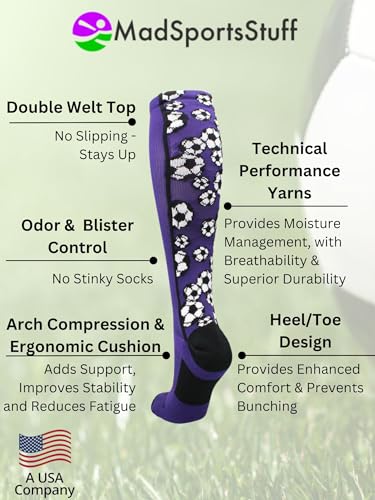 MadSportsStuff Crazy Soccer Socks with Soccer Balls over the calf (Purple/Black, Small) - Image 3