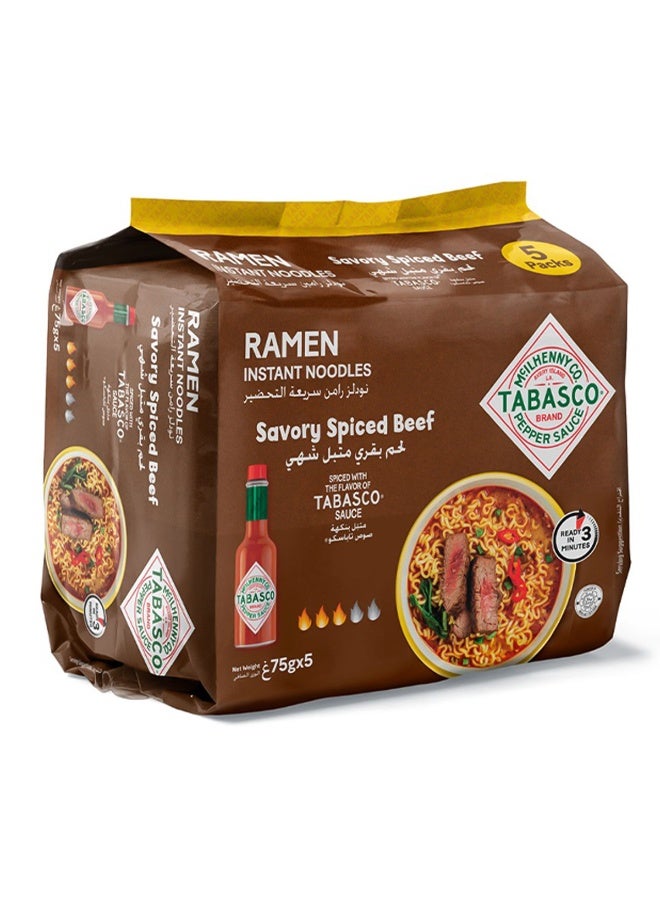 Tabasco Ramen Instant Noodles Savory Spiced Beef 375g 5 packs - Image 1