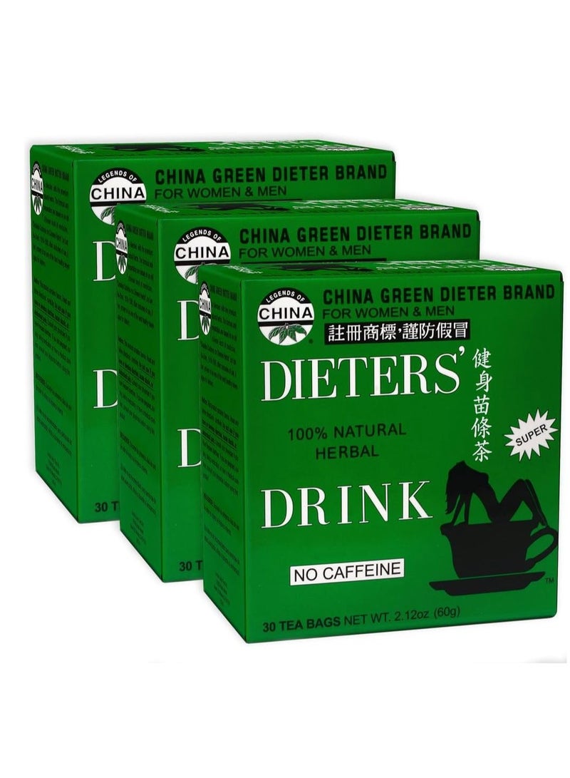 Uncle Lee's Tea Dieter's 100% Natural Herbal Drink No Caffeine 30 Tea Bags 2.12 oz 60 g 3 Pack