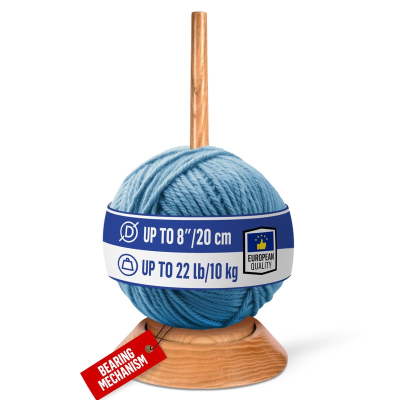 BarvA Yarn Holder 22 Lb Capacity for Chunky Yarn  Smooth Bearing Spinner  Big Rubber Anti Slip Pads for Stability  European Wood Crochet Accessories and Pro Tools for Fiber Crafts