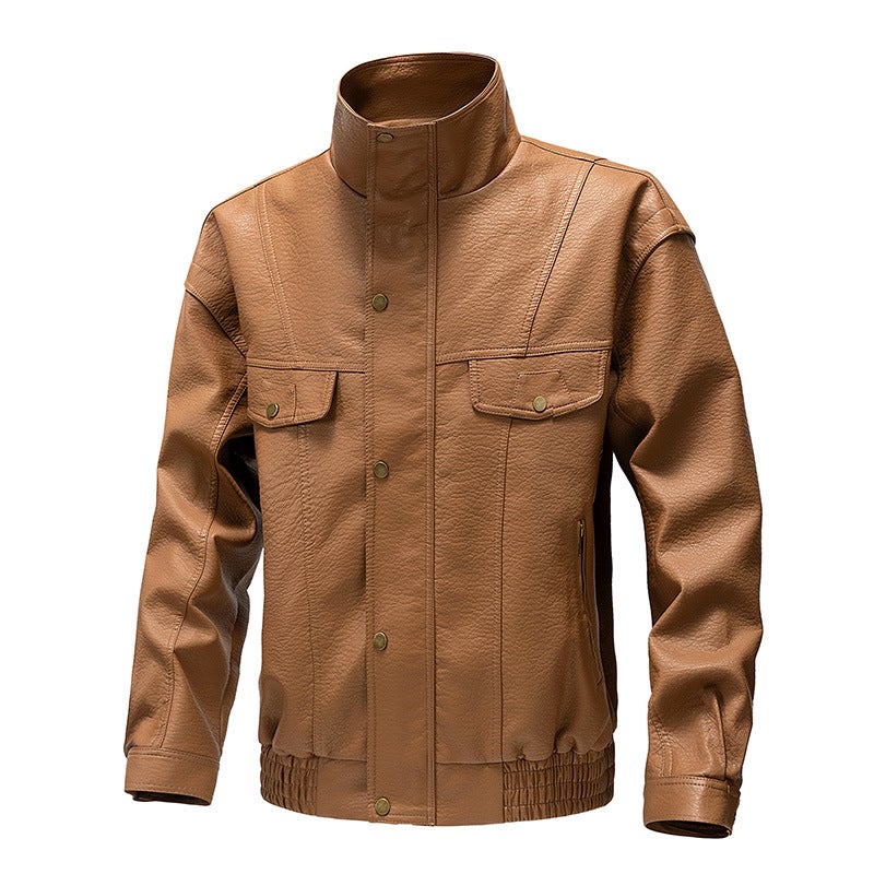 American Retro Leather Men'S New Leather Jacket Casual Loose Collar Men'S Coat Men'S Wear - Image 3