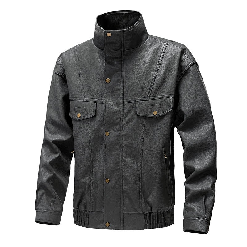 American Retro Leather Men'S New Leather Jacket Casual Loose Collar Men'S Coat Men'S Wear - Image 1