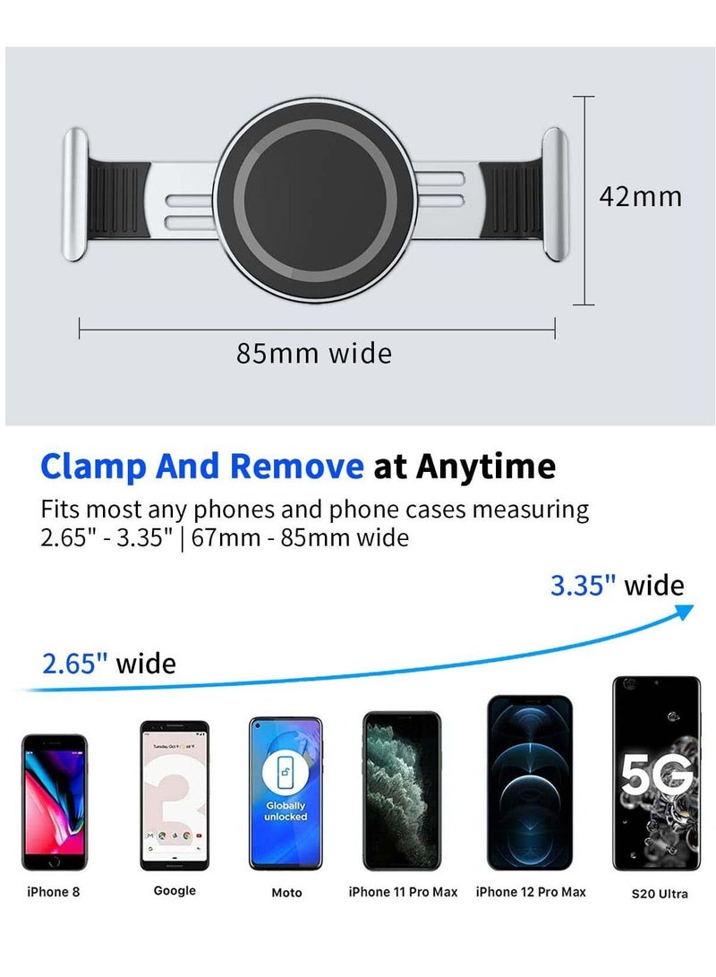 Y&D Metal Phone Clamp for Magnetic Car Mount, Durable Clip All Magnet Holder Stand Compatible with Samsung iPhone 12 13 14 Pro Max and More (Sliver)  - Image 3