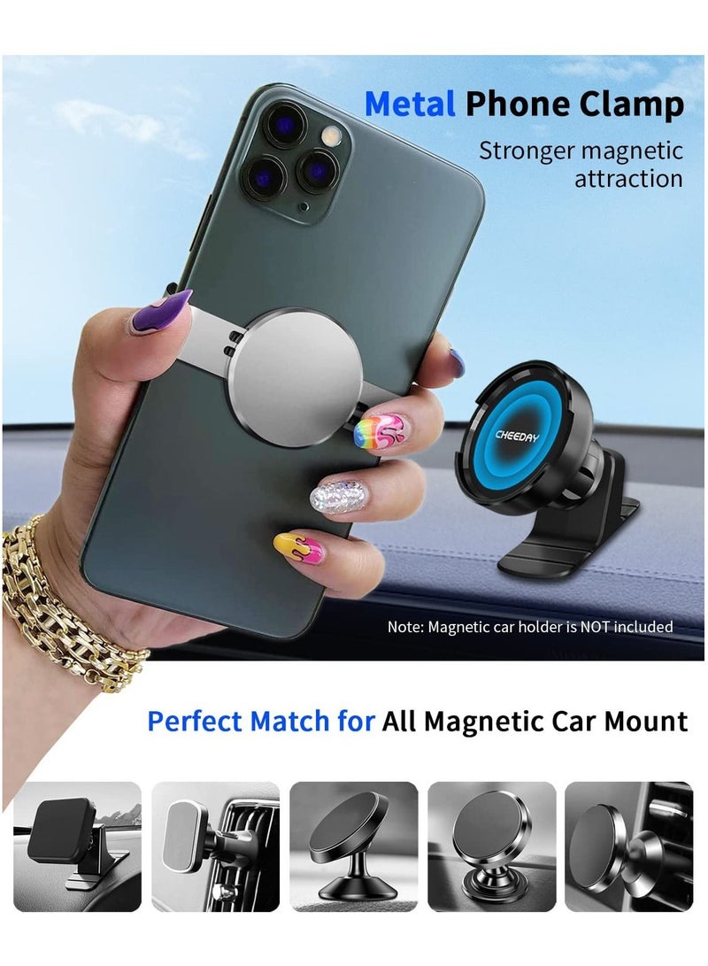Y&D Metal Phone Clamp for Magnetic Car Mount, Durable Clip All Magnet Holder Stand Compatible with Samsung iPhone 12 13 14 Pro Max and More (Sliver)  - Image 2