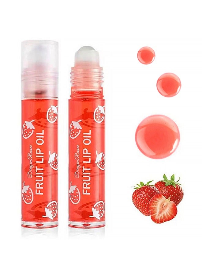 راني دراجون زيت الشفاه بالفواكه - مرطب شفاه مرطب يدوم طويلا، ملمع شفاه رول، مكياج شفاه لامع بنكهة الفواكه لجميع الأعمار، ملمع شفاه شفاف - فراولة - Image 2