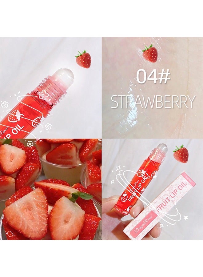 راني دراجون زيت الشفاه بالفواكه - مرطب شفاه مرطب يدوم طويلا، ملمع شفاه رول، مكياج شفاه لامع بنكهة الفواكه لجميع الأعمار، ملمع شفاه شفاف - فراولة - Image 3