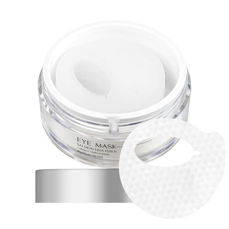 YAFUSIPE Salmon DNA PDRN Eye Patches for Dark Circles & Puffiness 50 Patches Collagen Multi Peptide Under Eye Masks for Wrinkles Hydrating 360Â° Eye Treatment Pads, Anti-Aging Travel Skincare for Women - Image 1