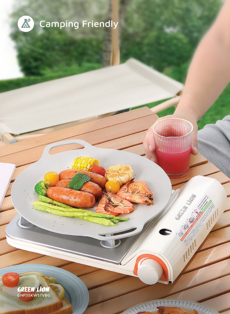 GREEN LION Portable Outdoor Stove 3.5KW / Flame Control / Electronic Ignition / Butane / 100 min Continuous Burning / Ultra-Thin Stack - Beige - Image 3