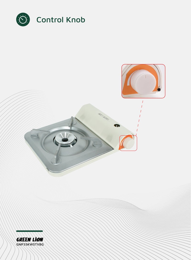 GREEN LION Portable Outdoor Stove 3.5KW / Flame Control / Electronic Ignition / Butane / 100 min Continuous Burning / Ultra-Thin Stack - Beige - Image 5