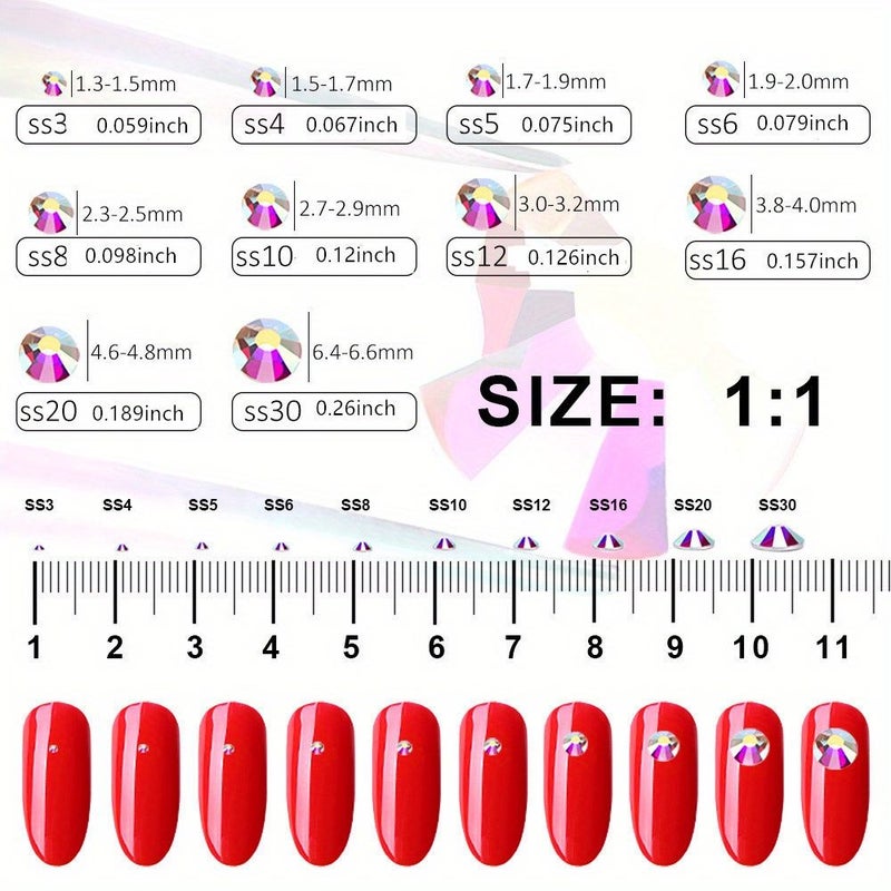 16 Light Blue Mixed Rhinestones Flatback Bedazzling Kit For Crafts Shoes - Image 3