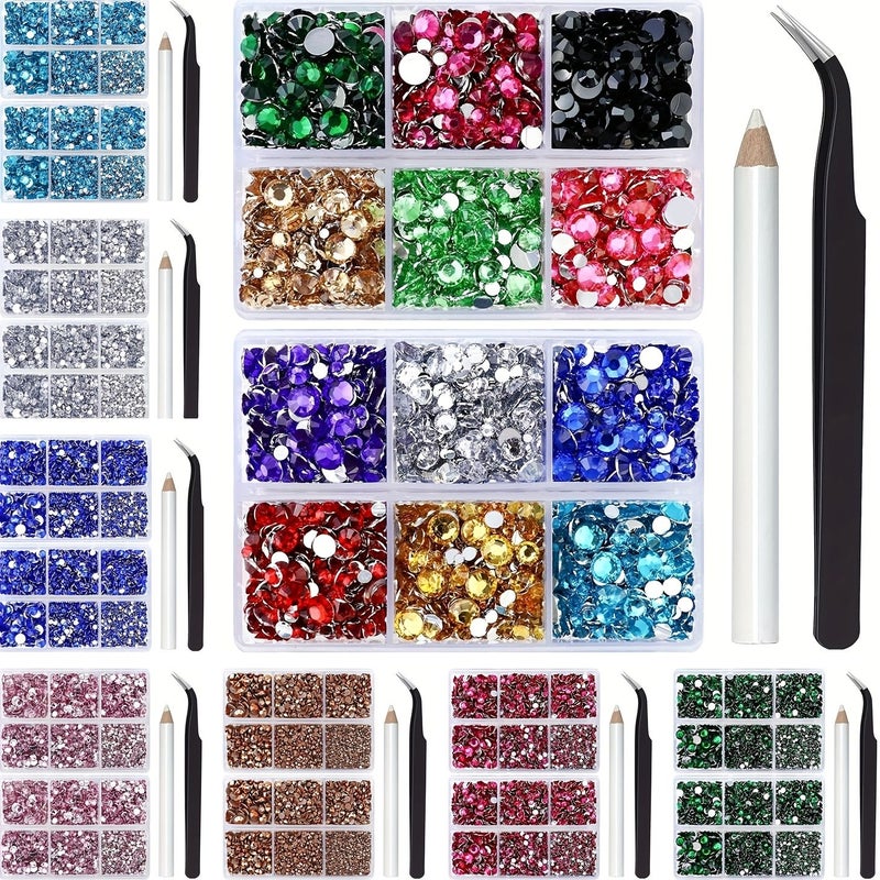 16 Light Blue Mixed Rhinestones Flatback Bedazzling Kit For Crafts Shoes - Image 1