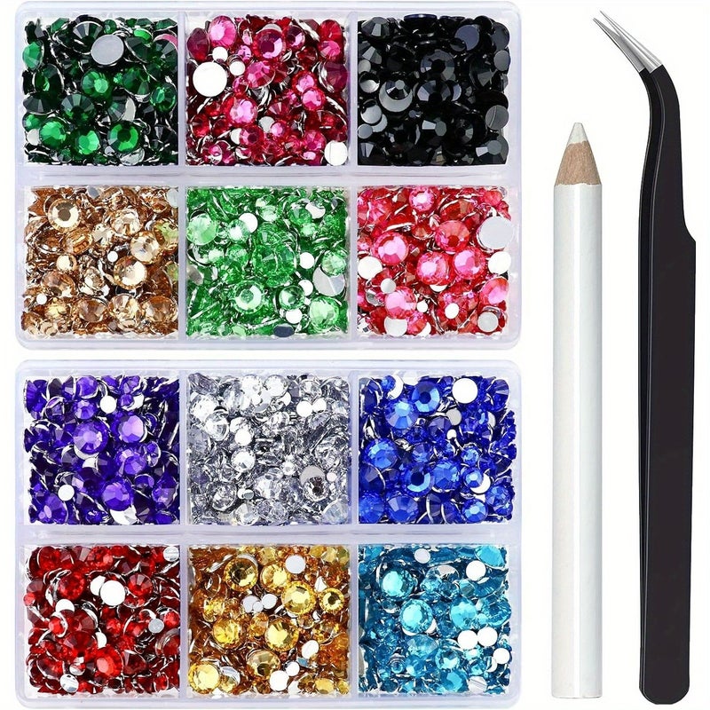 16 Light Blue Mixed Rhinestones Flatback Bedazzling Kit For Crafts Shoes - Image 2