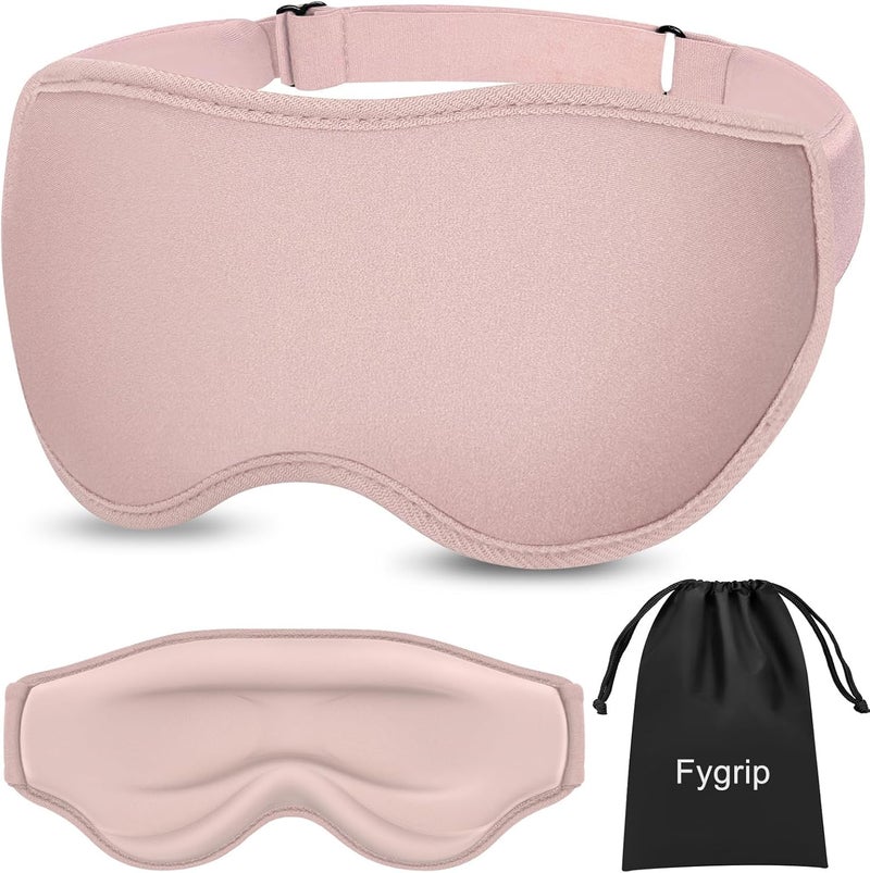 3D Eye Mask Sleep Mask for Men & Women - Pressure-Free Light Block-Out Eye Mask with Adjustable Strap, Pink - Image 1