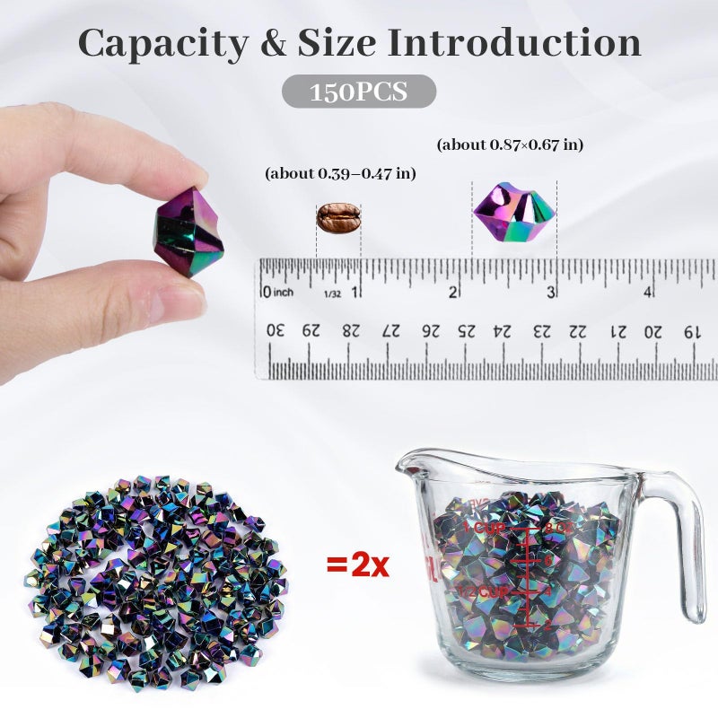 DomeStar 150PCS Iridescent Black Fake Ice, 2.5Cups Acrylic Gems Crystals Black Purple Rocks Diamonds Vase Centerpiece for Vase Fillers Party Table Scatter Wedding Food Display - Image 2