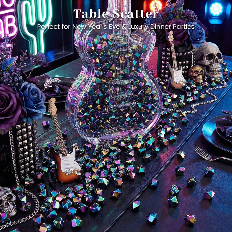 DomeStar 150PCS Iridescent Black Fake Ice, 2.5Cups Acrylic Gems Crystals Black Purple Rocks Diamonds Vase Centerpiece for Vase Fillers Party Table Scatter Wedding Food Display - Image 4