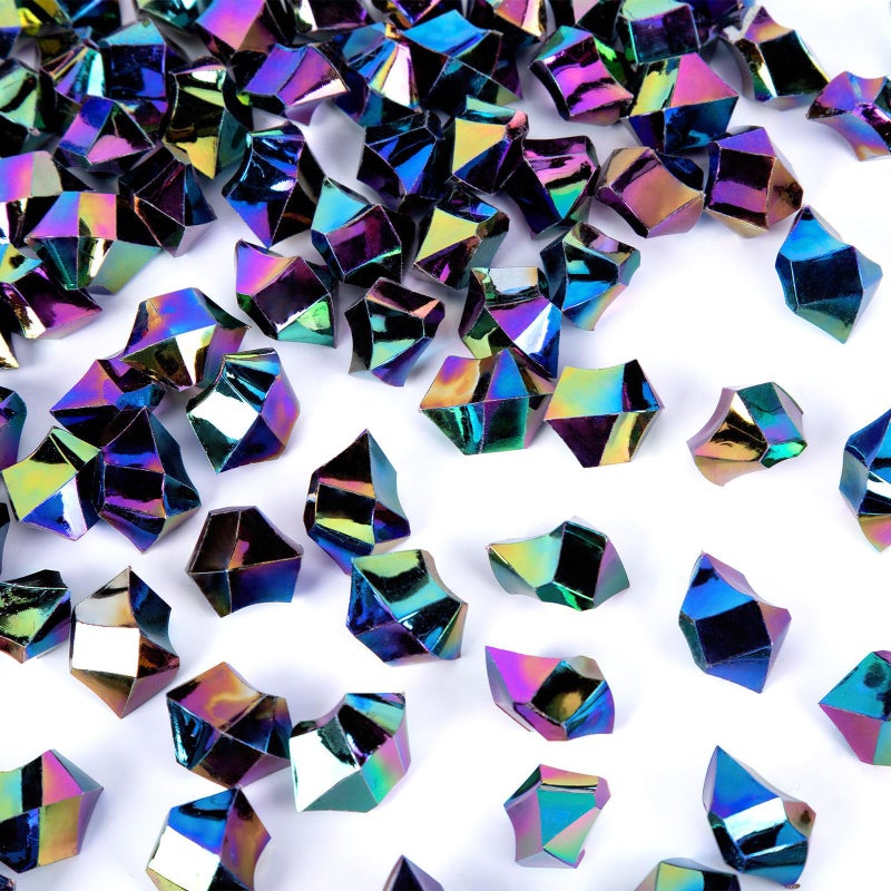 DomeStar 150PCS Iridescent Black Fake Ice, 2.5Cups Acrylic Gems Crystals Black Purple Rocks Diamonds Vase Centerpiece for Vase Fillers Party Table Scatter Wedding Food Display - Image 1