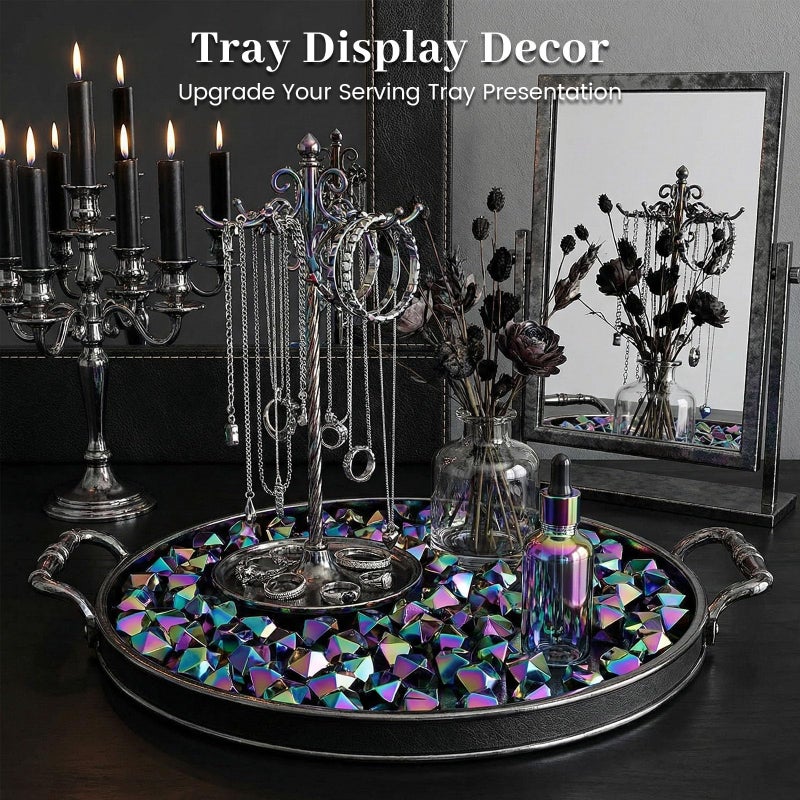 DomeStar 150PCS Iridescent Black Fake Ice, 2.5Cups Acrylic Gems Crystals Black Purple Rocks Diamonds Vase Centerpiece for Vase Fillers Party Table Scatter Wedding Food Display - Image 5