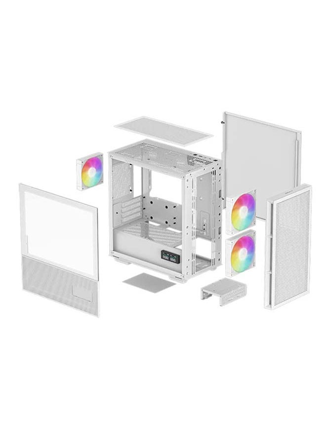 DEEPCOOL CH360 Digital High Airflow mATX Case, 3x Pre-Installed aRGB Fan, Up to 360mm Radiator & 8x Fan Support, Digital Display, ABS + SPCC + Tempered Glass Materials, White | R-CH360-WHAPE3D-G-1  - Image 4