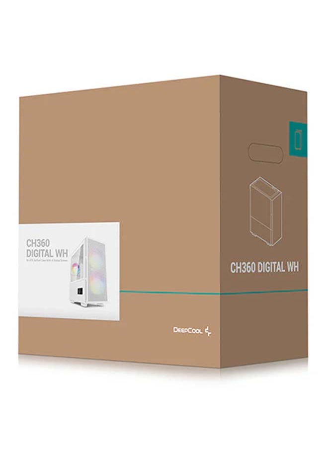 DEEPCOOL CH360 Digital High Airflow mATX Case, 3x Pre-Installed aRGB Fan, Up to 360mm Radiator & 8x Fan Support, Digital Display, ABS + SPCC + Tempered Glass Materials, White | R-CH360-WHAPE3D-G-1  - Image 5