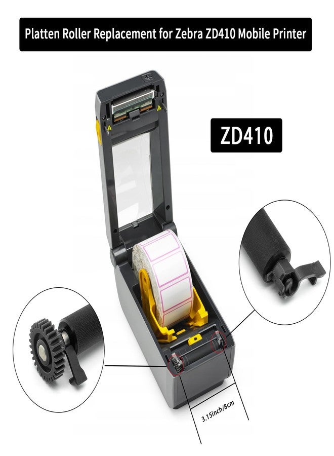 eecee P1079903-003 Kit Platen Roller for Zebra ZD410 Thermal Printer - Replacement Printer Transfer Roller Compatible with Zebra ZD410 (203dpi, 300dpi) - Image 2
