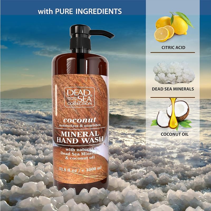 Dead Sea Collection Hand Soap Pump Coconut - Hand Wash Liquid with Dead Sea Minerals and Coconut Oil - All Skin Types Moisturizing & Nourishing - Pack of 2 (33.8 Fl Oz Each) - 67.6 Fl Oz - Image 2